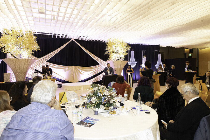 a group of people in a room