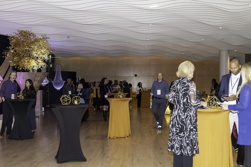 a group of people in a room